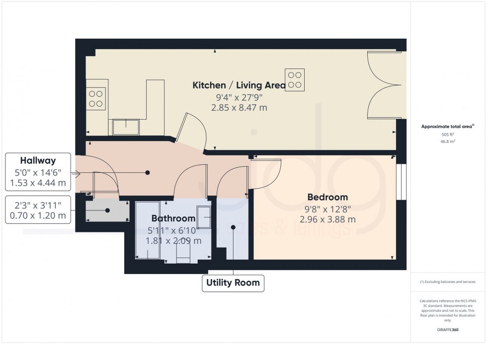 Floorplan for Damside Street, Lancaster, LA1