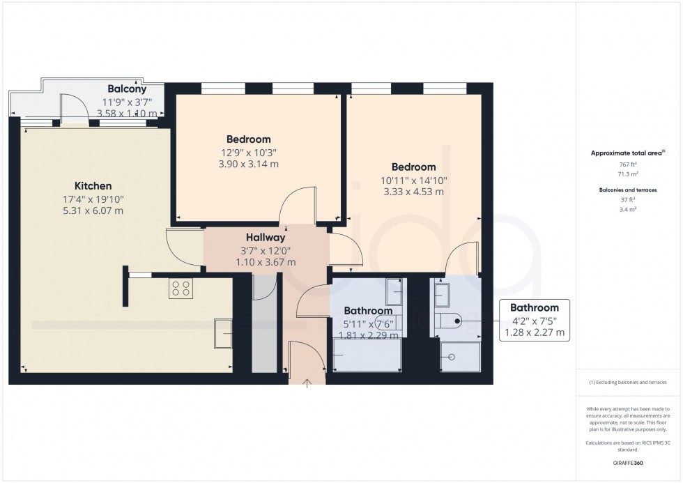 Floorplan for Nelson Street, Lancaster, LA1